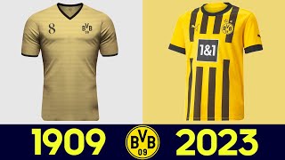 The Evolution of Borussia Dortmund Kit 2223  All Borussia Dortmund Jerseys in History 2023 202223 [upl. by Sandell]