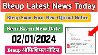 Bteup Exam Form Official Notice  Bteup New Semester Exam Date 2024  Bteup Latest News Today [upl. by Eitsud920]