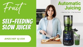 53inch SelfFeeding Slow Juicer  AMZCHEF SJ036 Black Feeding Masticating Juicer Introduction [upl. by Selestina385]