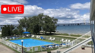 🔴LIVE🔴 Mackinac Bridge Camera from the Riviera Motel in Mackinaw City [upl. by Haveman934]