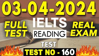 IELTS Reading Test 2024 with Answers  03042024  Test No  160 [upl. by Amehsyt]