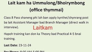 Laitkam ha UmmulongBhoirymbong Office Thymmai [upl. by Ahseiat359]