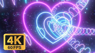 Pink amp Blue Neon Hearts Tunnel 🩷🩵🩷 HighSpeed Rollercoaster  60FPS VJ Loop Heart Background [upl. by Ignace]