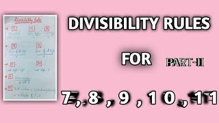 Divisibility rules from 7to11 By easy conceptMaths Gyan [upl. by Aina]