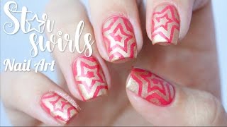 Star Swirls Nail Art  using nail vinyls by Mini Mani Moo [upl. by Medeah]