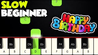 Happy Birthday  SLOW BEGINNER PIANO TUTORIAL  SHEET MUSIC by Betacustic [upl. by Malissa]