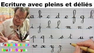 écriture de l’alphabet avec des pleins et les déliés sur feuille Seyès [upl. by Beckett]