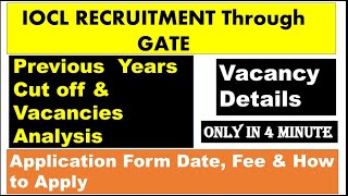 IOCL Recruitment through GATE IOCL previous years GATE cutoff marks Vacancies Selection Process [upl. by Kerred]