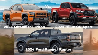 2024 Mitsubishi Triton Vs Ranger Raptor Vs Hilux GR Sport  spec battle [upl. by Placidia]