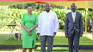 We are not corrupt HE Museveni listens to Speaker Anita Among at Thomas Tayebwas thanksgiving [upl. by Donelson]