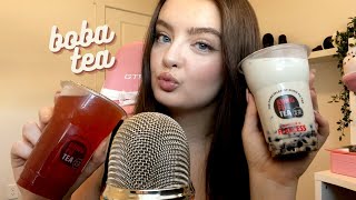 ASMR Boba Tea Mukbang mouth sounds soft tapping [upl. by Frierson]