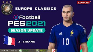 Z ZIDANE facestats Europe Classics How to create in PES 2021 [upl. by Becca]