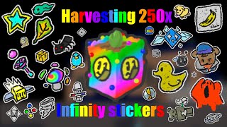 Harversting 250x sticker planters in Bee Swarm Simulator  INFINITY stickers [upl. by Egidio]