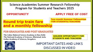 SUMMER RESEARCH FELLOWSHIP II 2025 II GOLDEN OPPOTUNITY [upl. by Nessej]