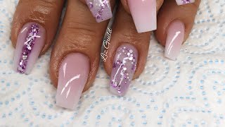 WEDDING ACRYLIC NAILS  NOT POLISH DESIGN  SHORT TAPERED SQUARE NAILS [upl. by Inot]