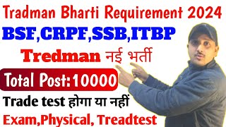 crpf new vacancy 2024 crpf Tradesman constable recruitment 2024 itbp tradesman bharti 2024 [upl. by Chari]