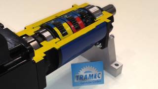 Planetengetriebe  planetary gearbox in Funktion offen von TRAMEC Getriebe [upl. by Ah]