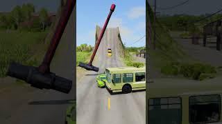 Super Cars Vs Giant Spinning Hammer Crash  BeamNGDrive shorts gaming beamngdrive [upl. by Mchale690]