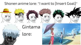 Gotye WokeuplikethisLore meme Shonen anime lore VS Gintama lore [upl. by Otrebor]