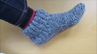 Knitting adult size slippers with a french accent  Beginners [upl. by Ehrenberg]