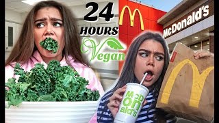 24 HOUR VEGAN CHALLENGE  VEGAN MCDONALDS   Flossie [upl. by Aicittel718]