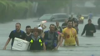 Historic Floods Hit Houston As Hundreds Rescued From Water  NBC Nightly News [upl. by Dirgni413]