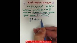 Permütasyon Sıralama Alfabetik Sıra tyt yks matematik ayt 2025 permütasyon [upl. by Avevoneg]