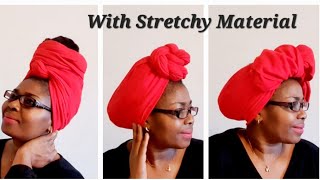 Stretchy material for head wrap different styles [upl. by Lleuqram139]