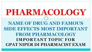 NAME OF DRUG AND FAMOUS SIDE EFFECTS MOST IMPORTANT FROM PHARMACOLOGY [upl. by Ackler]