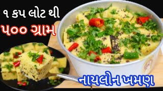 1 cup ચણા ના લોટ માં થી બનાવો 500 ગ્રામ થી પણ વધારે નાયલોન ખમણ  Nylon khaman recipe  khaman dhokla [upl. by Clayton418]