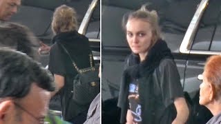 LilyRose Depp Looking Exhausted With No Makeup At LAX [upl. by Emixam]