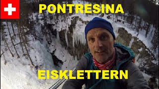 EISKLETTERN IN PONTRESINA  ICE CLIMBING PONTRESINA  SWISSPOWERJET [upl. by Gnuoy]