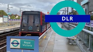 DLR Docklands Light Rail B2K Stock Trains at Royal Victoria Station [upl. by Enitsud]