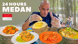 24 HOURS in MEDAN 🇮🇩 DURIAN  NOODLES  SEAFOOD  Indonesian street food in North Sumatra [upl. by Muiram]