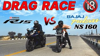 2024 NS 160 vs YAMAHA R15 V4 DRAG RACE 💥 RACE TILL THEIR POTENTIAL 🔥 TOPSPEED RACE 💥 [upl. by Chloe]