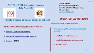 NPTELPMRFWEEK10ReliabilityBased Structural Designnoc24ce91MetaModel Based Reliability Analysis2 [upl. by Nrehtak]