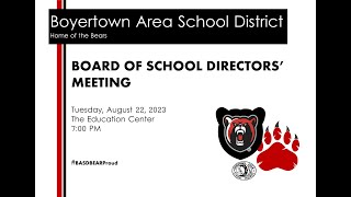 Boyertown Area School Board Meeting 82223 [upl. by Missi]