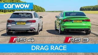 Audi RS4 vs RS3  DRAG RACE ROLLING RACE amp BRAKE TEST [upl. by Nayd341]