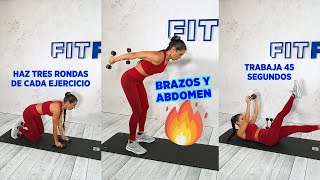 BRAZOS Y ABDOMINALES con mancuernas 🔥Cómo tonificar brazos y abdomen [upl. by Erin86]