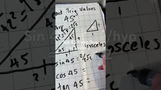 Exact trigonometric value for 45 degrees in right isosceles triangle maths gcsemaths [upl. by Stempson]