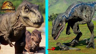 FAMILIA GIGANTE DE REXY Y BLUE Y BETA nuevos dinosaurios Rex y Raptor Jurassic World Evolution 2 [upl. by Dualc222]