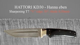 Part1 HATTORI KD30  華（黒檀 Hanna eben  sharpening T7 quotVquot edge 30° blade 050mm  Rozsutec [upl. by Mufinella]