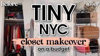 DIY SMALL CLOSET MAKEOVER ON A BUDGET nyc edition [upl. by Aihtekal]