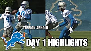 Detroit Lions ROOKIE Minicamp Highlights DAY 1 🔥 Terrion Arnold FIRST LOOK Showing SICK HANDS [upl. by Adnic451]