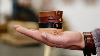 Leather Bracelets  Vegetable Tanned Leather amp Copper Stud Closure [upl. by Joellyn]