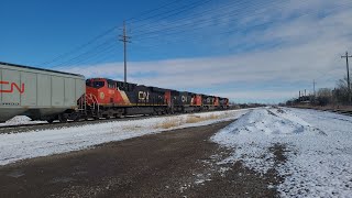 3 EMDs Lead Canadian National Manifest in Neenah Wi [upl. by Aronle]