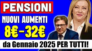 PENSIONI ECCO I NUOVI AUMENTI PER TUTTI da GENNAIO 2025❗️da 8€ a 36€ AL MESE 👉 PRIMI CALCOLI 📈 [upl. by Cloe537]