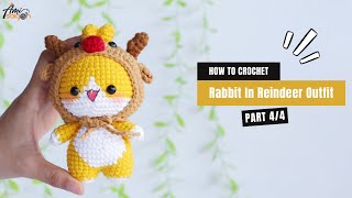 602  Rabbit In Reindeer Outfit Amigurumi 44  How To Crochet Dolls Amigurumi  AmiSaigon [upl. by Ecienal92]