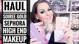 Haul Sephora soirée Gold high end makeup too faced ABH huda beauty zoeva ciate [upl. by Emmit497]