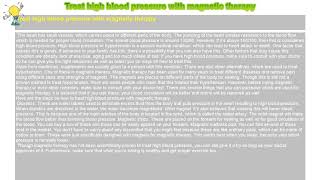 How to  Treat high blood pressure with magnetic therapy [upl. by Shirlene355]